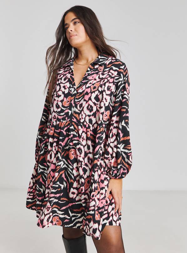 SIMPLY BE Animal Print Poly Crepe Shirt Dress 18